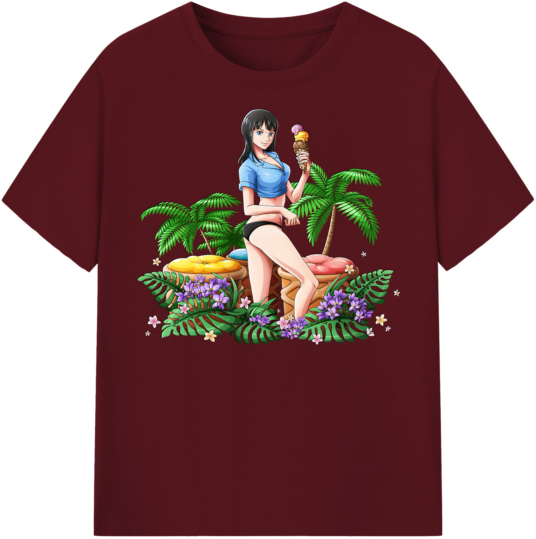 ワンピース ニコ・ロビン ONE PIECE Nico Robin 綿100％半袖Tシャツ（フロントプリント）